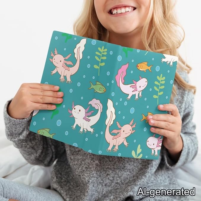 Dreaweet Axolotl Cartoon Book Covers for Girls Boys Kids Stretchable Book Sleeve Protector 9 x 11 Inch Hardcover Book Socks Back to School Gifts