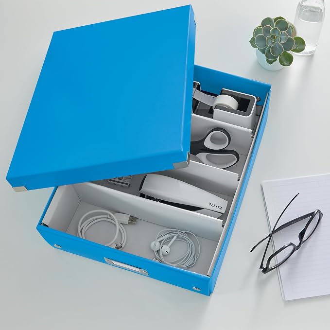 Leitz A5 Storage Box, Click and Store Range 60430001 - Small, Blue Organiser Box A4