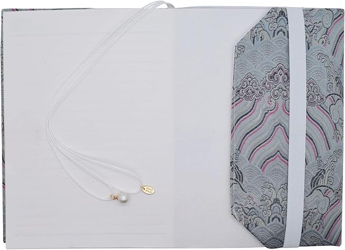 BLBMH A5 Journal Cover | Non-Stretch Fabric Notebook Sleeve with Bookmark, Handmade 5.5x8.3 Washable Privacy Protector for Paperback Bible Hardcover Gift for Women - Chinese Grey