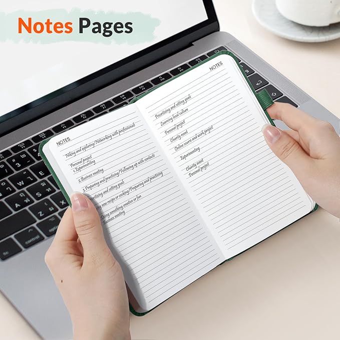 SUNEE 2026-2027 Pocket Weekly Planner for Purse 3.5" x 6" - 12 Month (July 2026 - June 2027) Academic Year Calendar, Pocket Size Planner, Hardcover, Note, 100 GSM Paper, Deep Green