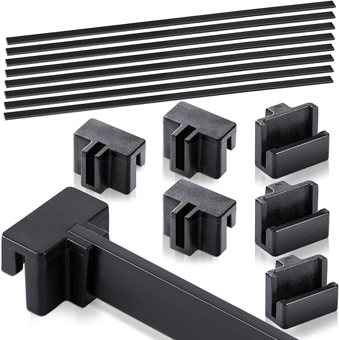 Epakh 24 Pcs Hanging File Cabinet Rails Replacement Set, 8 Plastic File Cabinet Rails with 16 Plastic Support Clips, Drawer Hanging Bar for Home Office Keep Folder Neat and Organized, 15.8in (Black)