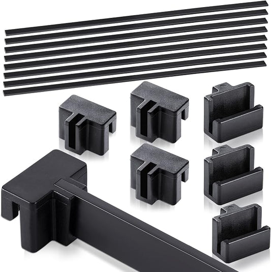 Epakh 24 Pcs Hanging File Cabinet Rails Replacement Set, 8 Plastic File Cabinet Rails with 16 Plastic Support Clips, Drawer Hanging Bar for Home Office Keep Folder Neat and Organized, 15.8in (Black)