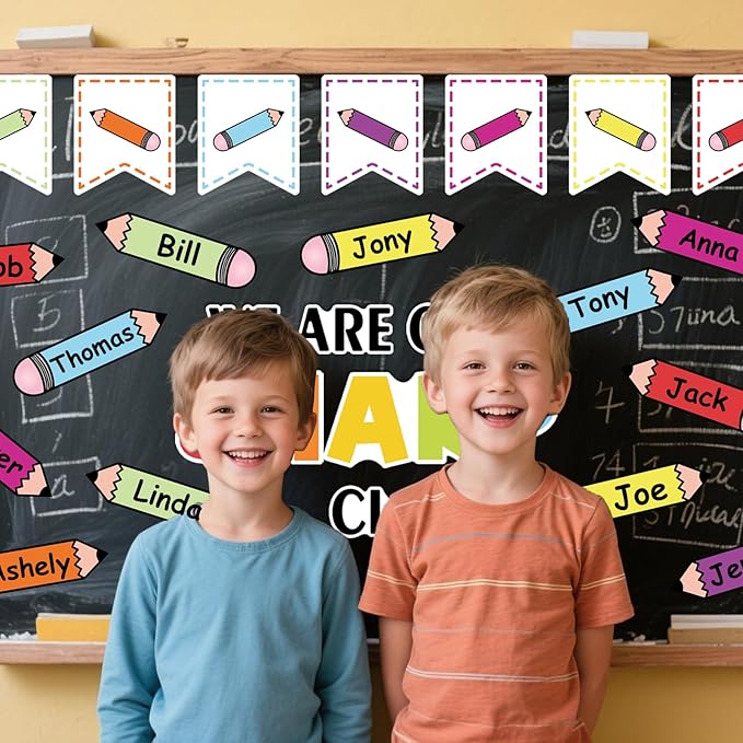 Bulletin Board Decoration Set, Colorful Classroom Decor with Pencil Cutouts Bulletin Board Borders for Welcome Back to School Decorations Teacher Classroom Wall Door Decor