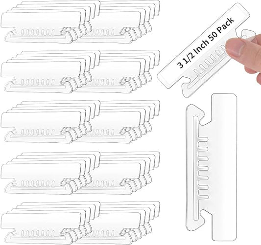 50 Pcs 3 1/2 Inch Hanging File Folder Tabs - Plastic Insertable Tabs for Folders and Inserts - Clear File Organizer for Back to School, Office Room