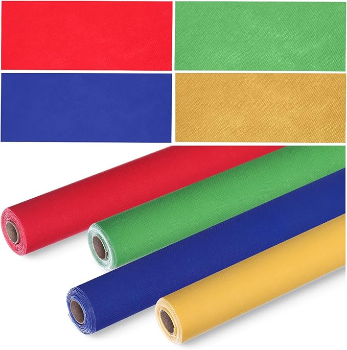 Skyygemm 4 Rolls Colored Bulletin Board Paper Nonwoven Craft Waterproof Fade Resistant Bulletin Board Paper Roll Bulk for Fall Art Decor Drawing Craft Painting(Rainbow Color,2 x 12 ft)