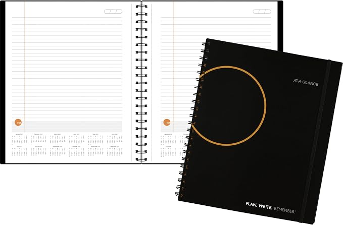 AT-A-GLANCE Undated Planning Notebook with Reference Calendars, 8.5" x 11", 168 Pages, Plan. Write. Remember., Black (7062090527)