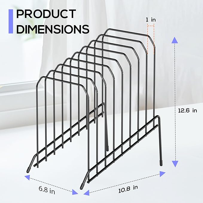 Gawerk Incline Metal Desk Magazine Folder Holder, Sorter Desk File Organizer with 8-Section Vertical Compartments Rack File Organizer for Office, Home, School (4 Pack)