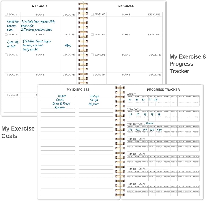 Fitness Journal for Women & Men,A5 Workout Journal/Planner Daily Exercise Log Book to Weight Loss, Gym, Muscle Gain, Bodybuilding Progress, 5.8"x8.3", Blue Leaf Flower