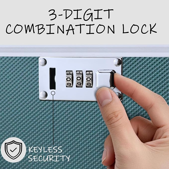 File Storage Cabinet for Letter Size Hanging File Folders, Suspension File Holder, Document Organizer Filing Lockbox in Office and Home with Combination Lock and 10-pack Hanging Files (Green, Letter)