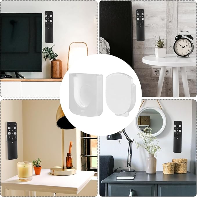 NQEUEPN 6pcs Magnetic Remote Control Holders, Adhesive Remote Control Holder Wall Mount Innovative Slot Design Remote Control Holder for Wall Home Office Remote Control Storage (White)