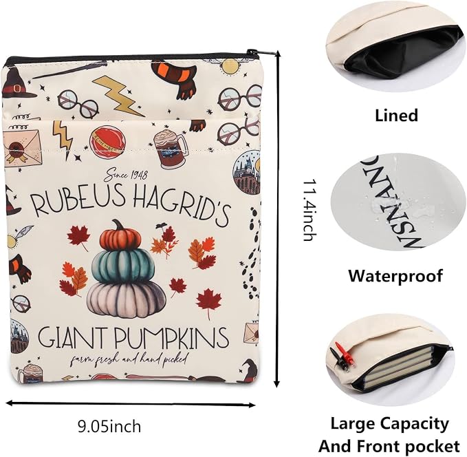 BLUPARK H Inspired Book Sleeve Gifts Book Covers for Paperbacks Movie Merch Bookish Gift (HP Giant pumpkins bs)