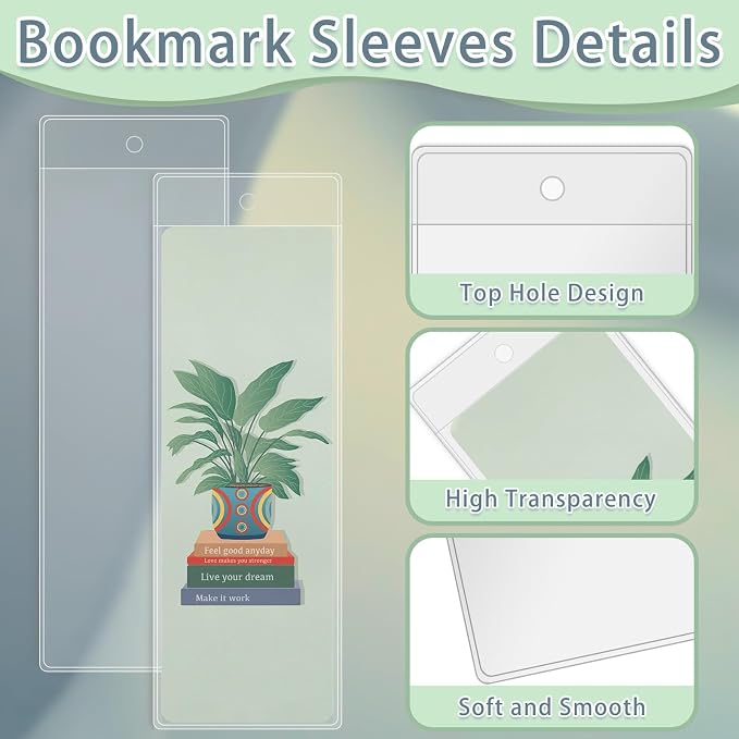 DSYIL Blank Bookmarks Making Kit, 50 Pcs Paper Bookmark to Decorate, 50 Colorful Tassels, 50 Pcs Clear Bookmark Sleeves for DIY Book Mark Projects and Gift Tags, 5.5 x 2 inches