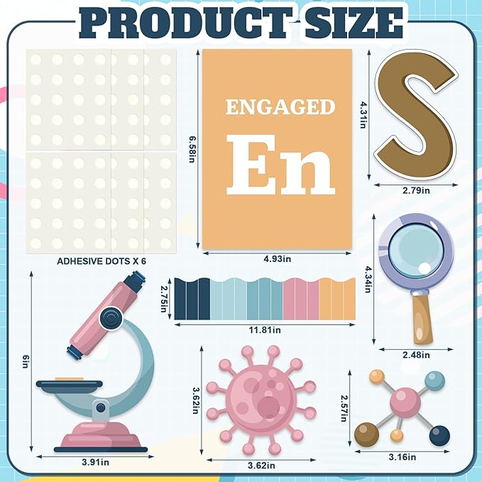 Funrous Periodic Table of Elements Bulletin Board Decorations Set Science Elements Classroom Decor Chemistry Laboratory Paper Cutouts for High School Bedroom Science Teacher Wall Party Supplies