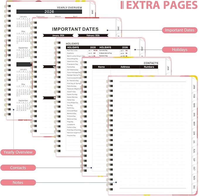 2026 Planner, Weekly and Monthly Calendar Academic Planner, Jan 2026 - Dec 2026, Planning Agenda Book for Desk Accessories and School Supplies - A5 (6.3'' x 8.5'')