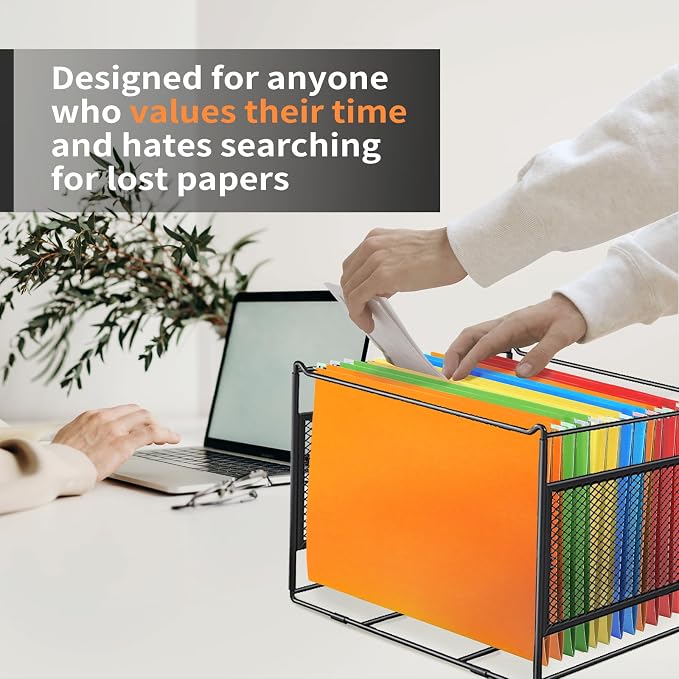20 Pack * 3 Sections Hanging File Folders with 2 Dividers, 60 Pcs 1/5-Cut Adjustbal Tabs Included, Goefun Letter Size File Cabinet Organizer, 5 Color Assorted (No Built-in Tab on Divider)