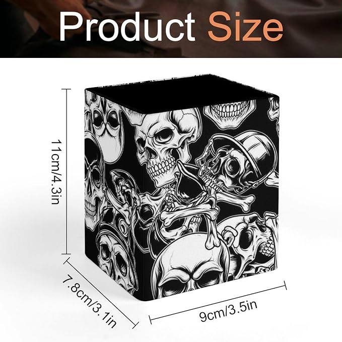 Fashion Pencil Pen Holder Cup, Waterproof Office Supplies, Waterproof Multifunctional Office Supplies Cool Funny Goth Skulls Art