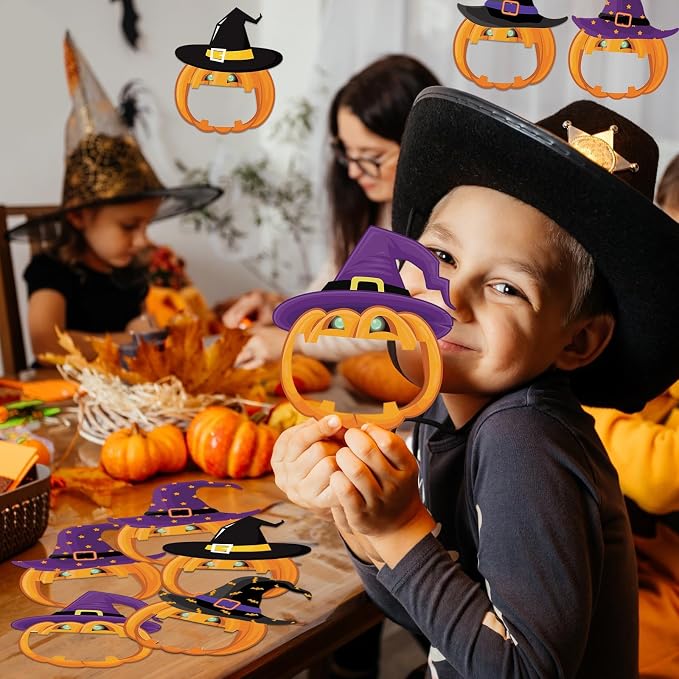 gisgfim 80Pcs Halloween Cutouts Witch Party Decorations Bulletin Board Pumpkins Witch Hat Paper Cut-Outs Classroom Decor for Fall Boy Girl DIY Craft Photo Wall Kindergarten Preschool Favor Supply
