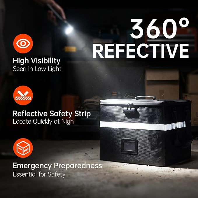 MEBRUDY Vinyl Record Storage Box with Lock, Fireproof & Water Resistant Album Storage for 150+ Records 12 inch, LP Storage Case with Adjustable Handle for Collectors, 16.7" x 13" x 13"