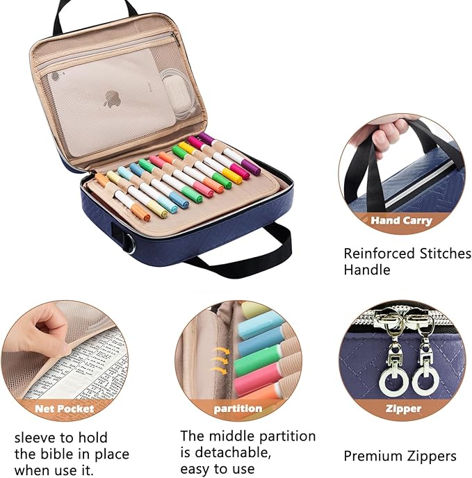 Aplufine Large Bible Case for Women-Bible Covers-Bible Carrying Case-Book Bags and Totes for Women with Detachable Shoulder Strap, Bible Gift