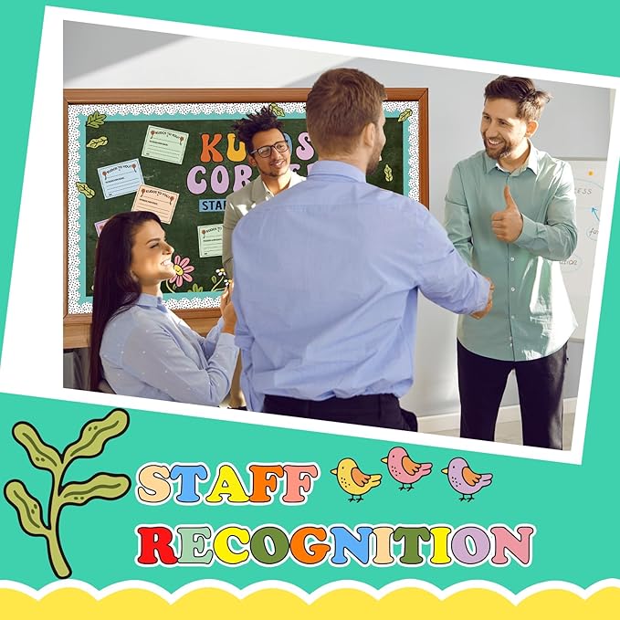 Mooliwe Bulletin Board Kit Staff Shout Out Kudos Corner Decoration Set Employee Gratitude and Recognition Bulletin Board Set with 20 pcs Cutouts for School Classroom Office Wall Door Decor Supplies