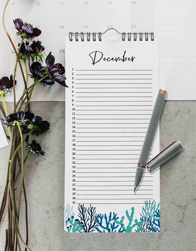 Aquatic Perpetual Calendar Birthday Wall Hanging Anniversary Special Event Reminder Calendar Book Journal Stationary Wall Hanging Birthday Gift Card Planner Organizer