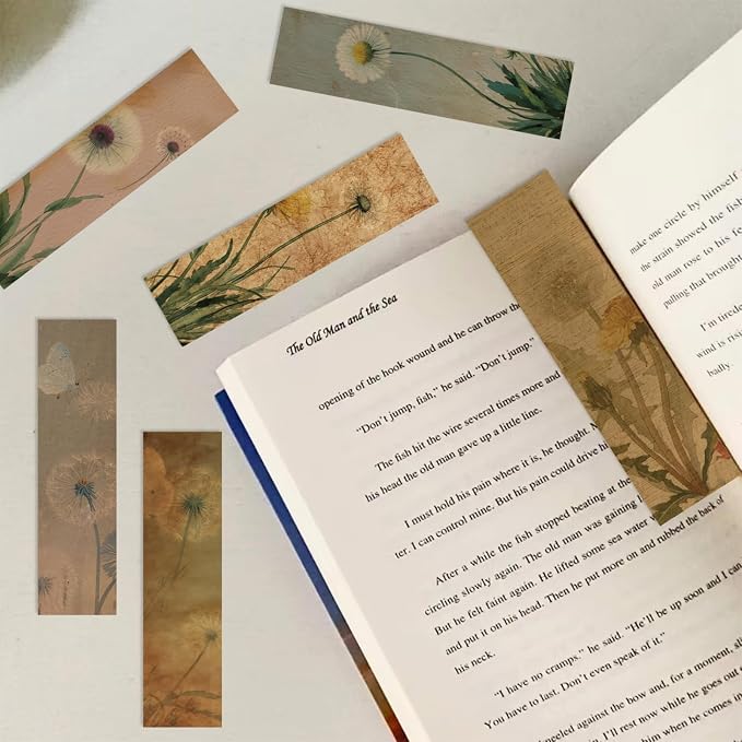 30 Pcs Dandelion Bookmarks for Kids Vintage Natural Theme Plant Bookmark Retro Dandelion Bookmark for School Office Students Teens Book Reading Lovers Classroom Favors