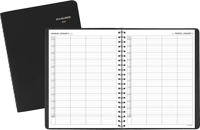 AT-A-GLANCE 2027 Appointment Book Planner, Daily Group Planner, 8" x 11", Four Person, Quarter-Hour, Black (708220527)