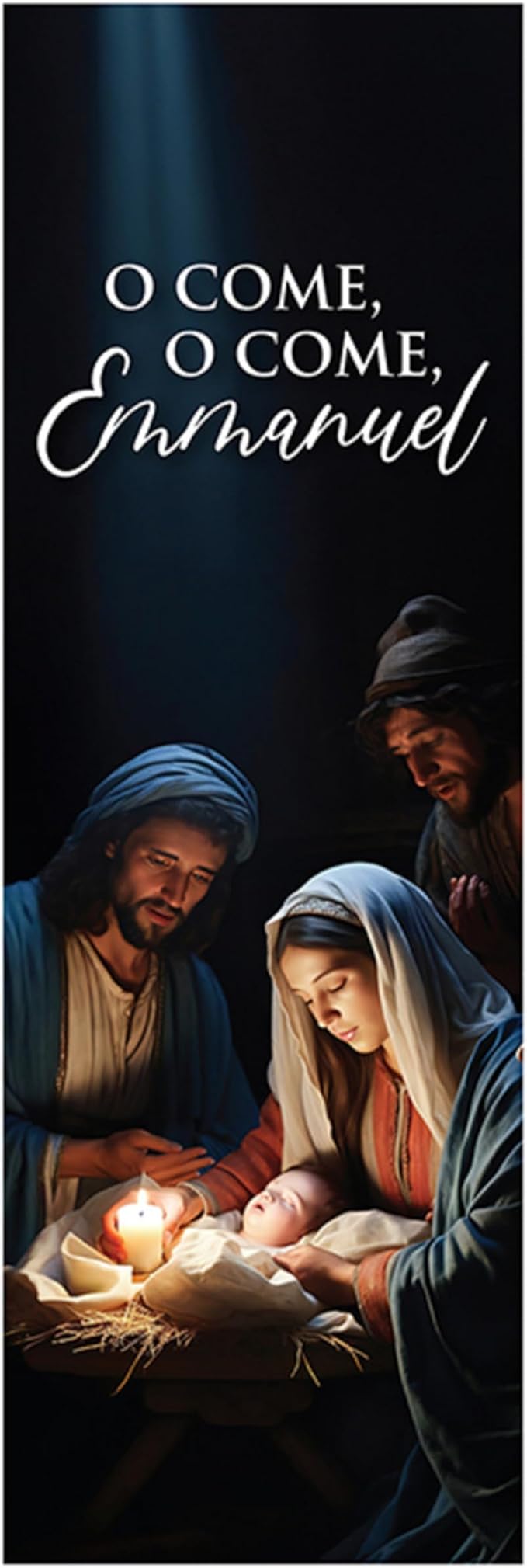Christian Brands Christmas Banner – Shepherd “O Come Let Us Adore Him” Church Banner, 2' x 6'