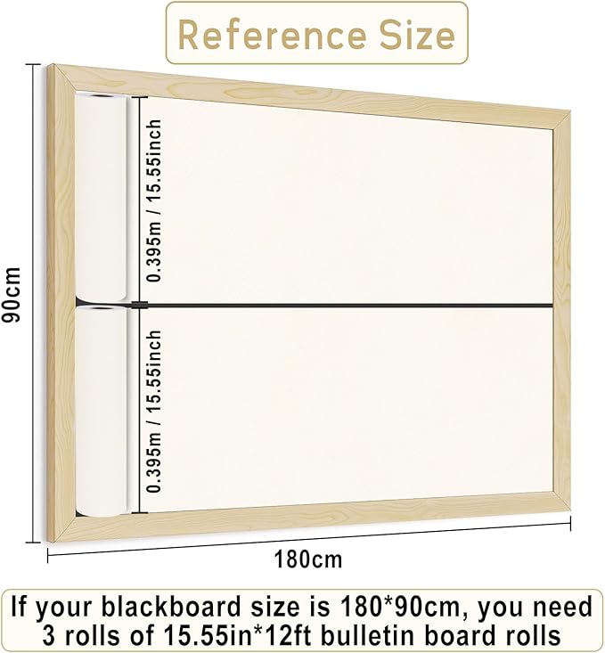 Cream Bulletin Board Roll Reusable Waterproof Erasable Bulletin Board Wrinkle Resistant Poster Non-Woven Fabric Bulletin Board Roll for Classroom Decor Wrap Crafts DIY Crafts 15.55" x12ft