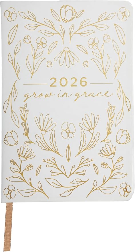 WORLD TRAVELER 2026 Planner - 6x8 Inch Weekly and Monthly Calendar Planner Agenda Book with Bookmark & Ribbon for School and Office, Size 6X8, Gold Grace