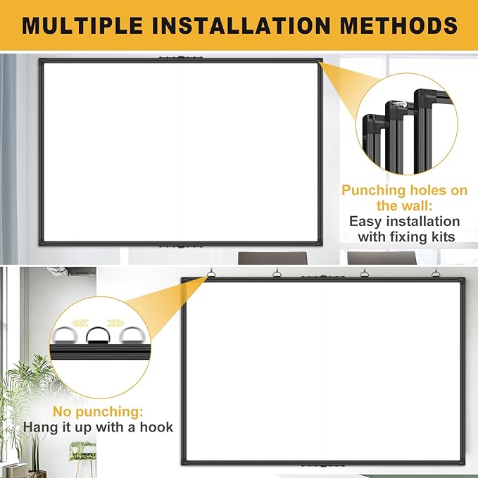 60"X40" Large Magnetic Whiteboard for Wall - Non-Glare Coated Surface, Heavy-Duty Hanging Dry Erase Board with Black Aluminum Frame for Office, Classroom & Home (Full Accessory Kit Included)