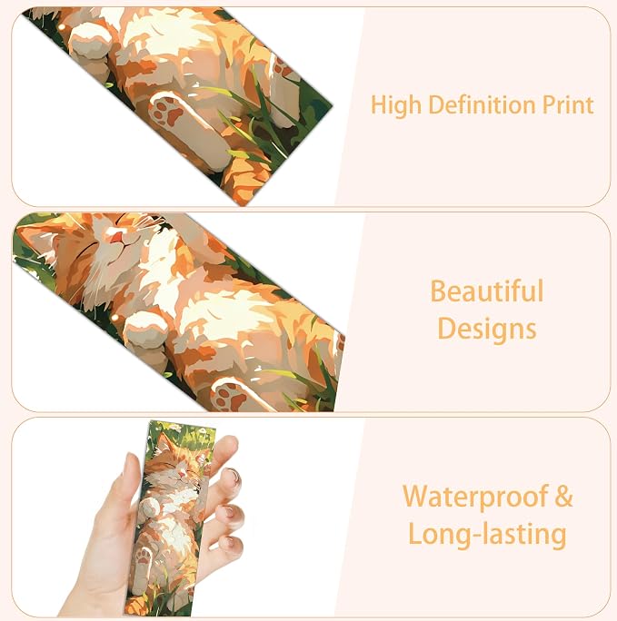 50 Pcs Cat Bookmarks, Oil Painting Paper Page Markers for Men and Women, Aesthetic Reading Accessories, Office and Home Supplies, Holiday Gift Ideas