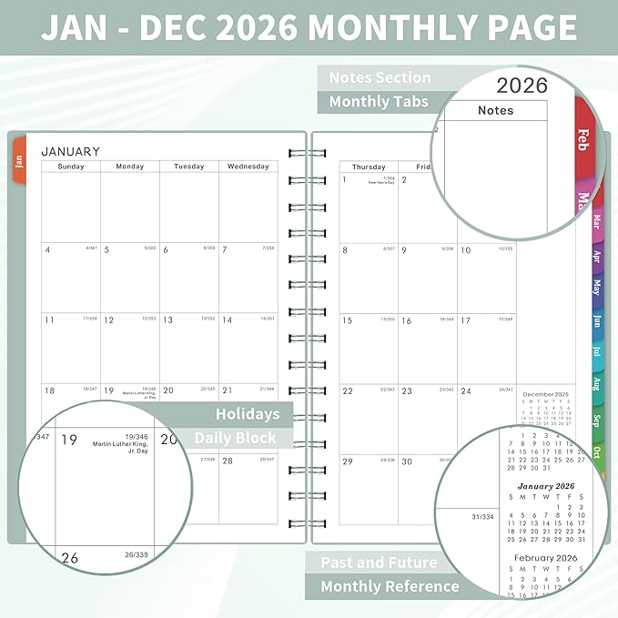 2026-2027 Planner - 2026 Planner Weekly and Monthly from Now - Dec. 2026, Calendar Planners 2026 with Monthly Tabs, Inner Pocket, 8.5" x 6.4"