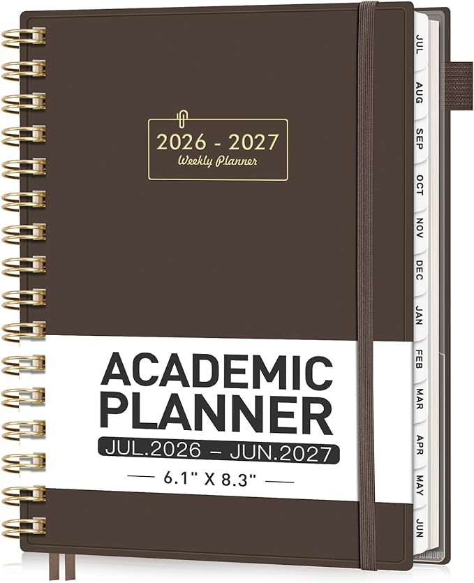 AHGXG Academic Planner 2026-2027, July 2026 - June 2027, Weekly and Monthly, 5.7" x 8.3", Calendar, Agenda for Women, Teacher, Student, School, 12-Month Tabs (Coffee)