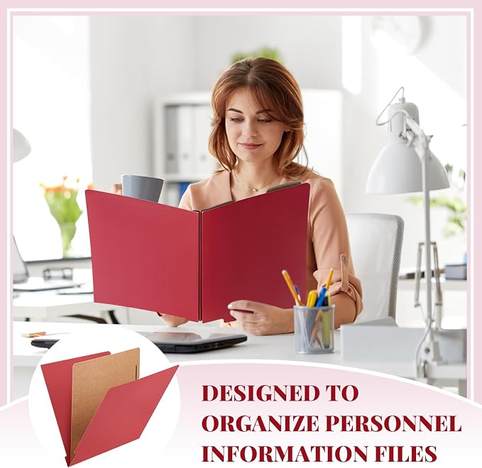 Skyygemm 24 Pack Large Classification Folders, 1 Divider Pressboard File Folder with Fasteners, Expanding File Organizer Bulk for School Teachers, Office Employee, Coworker, Staff(Red)