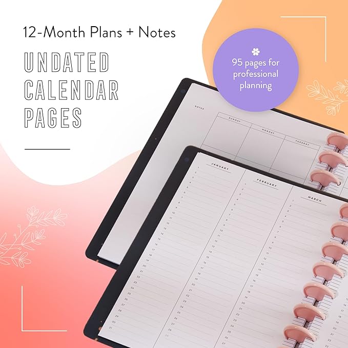 Happy Planner Plans + Notes 12-Month Undated Monthly Planner and Notebook Combined, Classic Size, 7 Inches by 9 1/4 Inches, Big Ideas