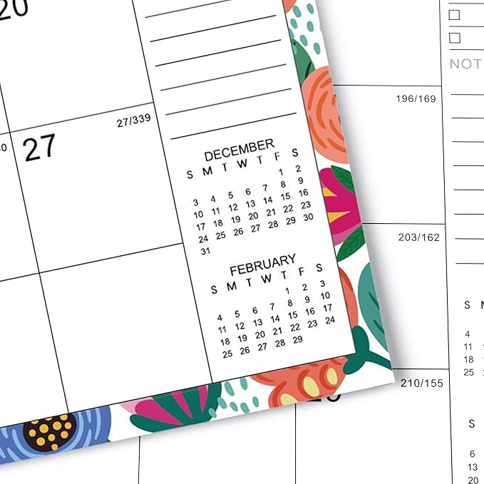 Calendar 2026-2027 - Wall Calendar 2026-2027, July 2026 to December 2027, 11" x 8.5", 26-27 Calendar 18 Monthly with Thick Paper + Julian Date - Floral
