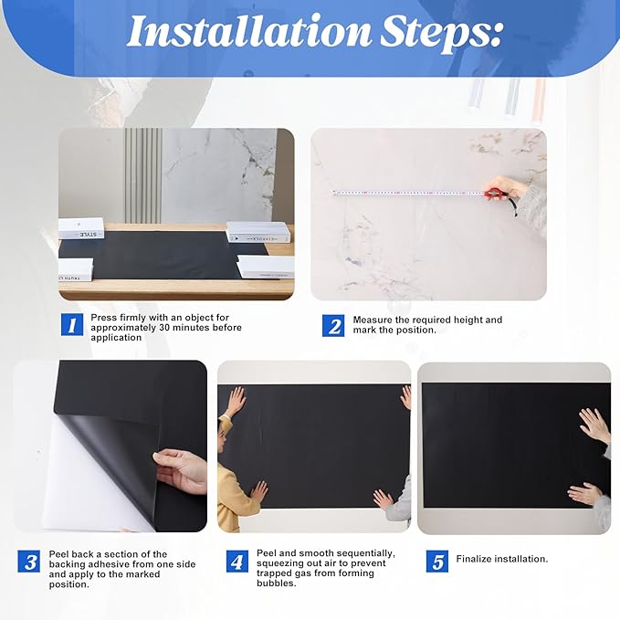 Magnetic Chalkboard Contact Paper Adhesive 15.75" x 23.62", Magnetic Chalkboards for Wall, Peel and Stick Wall Decal for Classroom Home Includes Dustless Chalks and Wiping Cloth