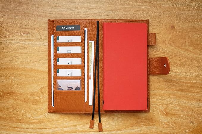 Moterm Leather Cover for Hobonichi Weeks - Fits Hobonichi Weeks/Weeks Mega, with Back Pocket (Pebbled-Burnt Orange)