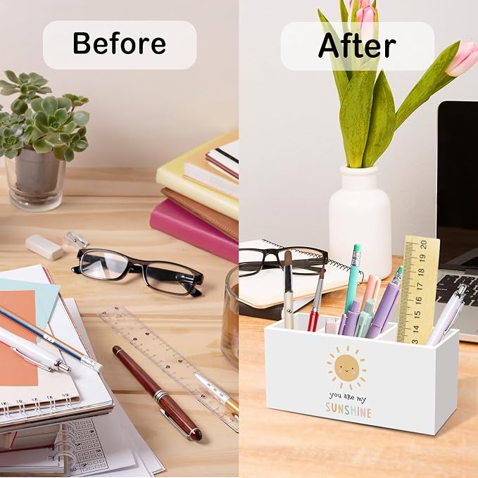 You Are My Sunshine Pen Pencil Holder for Desk, Inspirational Boho Sun Office Desk Accessories, Boho Sunshine Pen Holders Organizer for Kids Room Bedroom Playroom Nursery Classroom