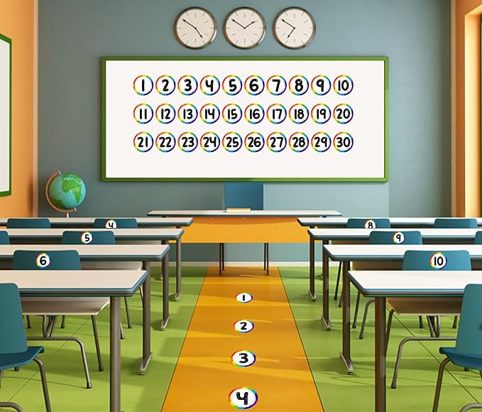 WhatSign Classroom Stickers, 36PCS Number Spot Markers - Floor Decals for Classroom Organization, Back to School Teacher Supplies