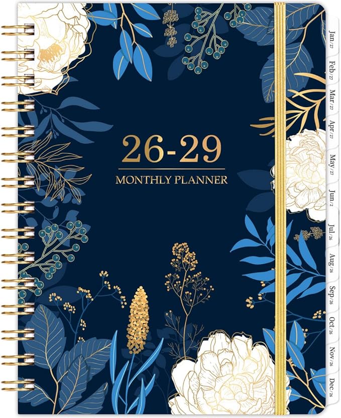 2026-2029 Monthly Planner/Calendar - 3 Year Monthly Planner 2026-2029, 6.3" x 8.4", July 2026 - June 2029, Months Tabs, Inner Pocket, Elastic Closure, Twin-Wire Binding