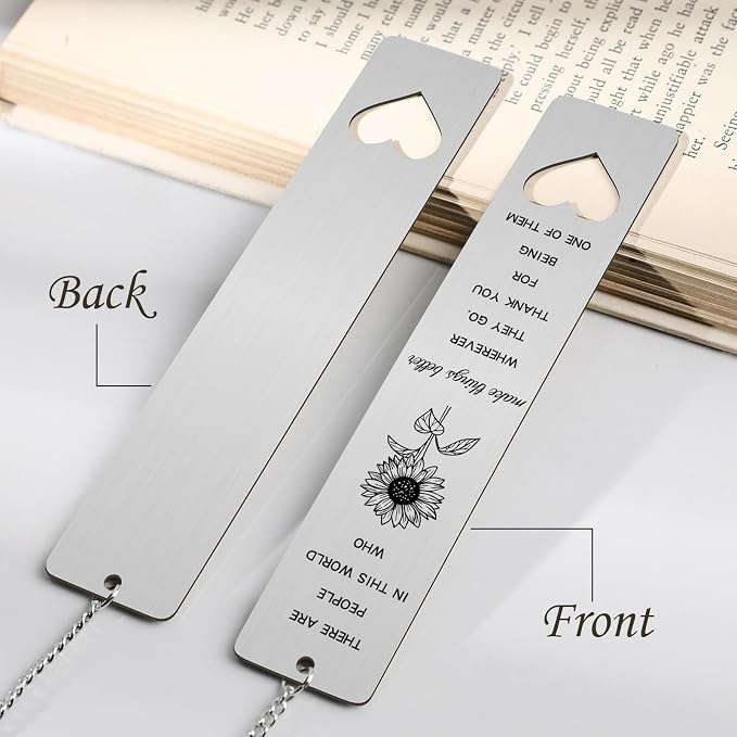 Sunflower Bookmark Gifts for Women - Metal Sunflower Book Marks with Book Chain for Book Lovers Back to School Coming Age Gifts for Him Her Students Teachers