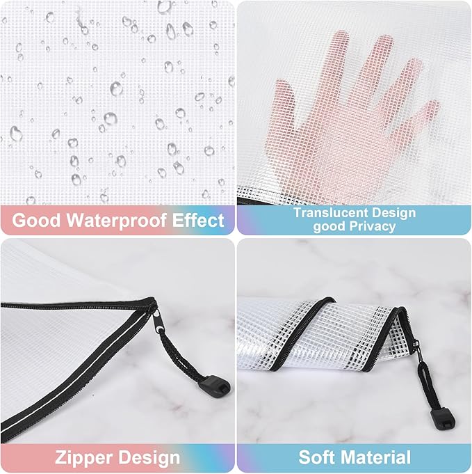 Mesh Zipper Pouches,Zipper Bags A3 A4 Size,Puzzle Storage Bags for Classroom Organization,Travel Storage and Office School Supplies. (A4*18Pcs+A3*6Pcs)