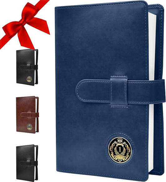 GALILEO® Single AA Big Book Cover | PU Leather AA Book Covers for Hardcover | Medallion Holder | AA Gift | Alcoholics Anonymous | Premium Design (Plain/Coin Pocket/Navy Blue)