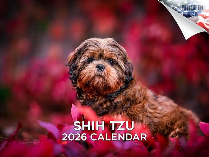 2025 2026 Shih Tzu Calendar - Dog Breed Monthly Wall Calendar - 12" x 18" Open - Thick No-Bleed Paper - Giftable - Academic Teacher's Planner Calendar Organizing & Planning - Made in USA