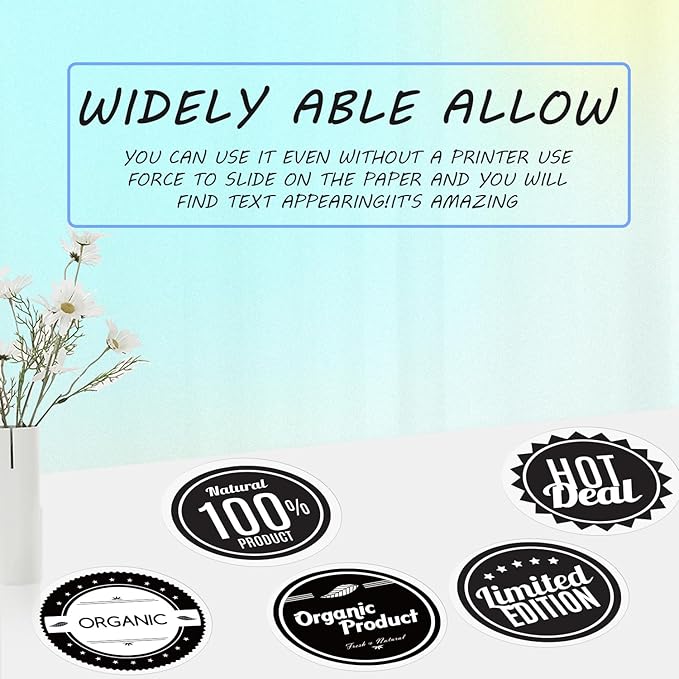 Round Circle Thermal Label Compatible with Phomemo M100/M110/M150/M221/M220/M120/M200/M250 Label Printer,1.96" x 1.96" 50x50 mm, 180 Labels/Roll, Black on Transparent,4 Rolls