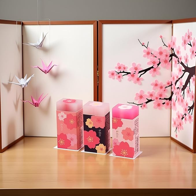 3 Pcs Pink Lovely Cherry Blossoms Rubber Erasers Sakura Petal Sketch Painting Pencil Correction Tool School Office Stationery Supply Standard Pencil Erasers Erasers and Correction Products
