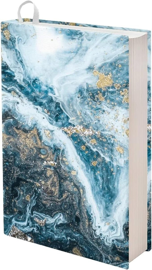 Dreaweet Blue Marble Book Covers,Stretchable Jumbo Book Sleeves for Hardcover Books Textbooks up to 9 x 11 Inches,Reusable Washable Protective Textbook Covers