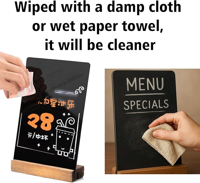 Desk Chalkboard Wood Sign Double-Sided Chalkboard with Wooden Base Decorative Chalkboards Message Blackboard (1 Pack 8.7x12)